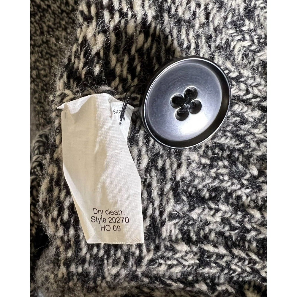 J Crew Wool Blend Button‎ Up Cardigan Sweater Womens Size XS Pockets Black White - Picture 4 of 8